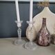 Pair of antique molded glass candlesticks