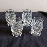 4 antique to digestive glasses in cut crystal and molded crystal decorated