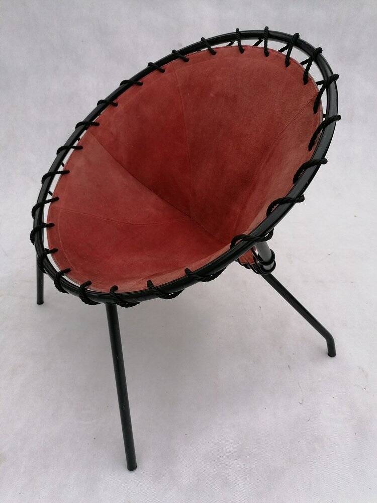 Vintage leather balloon chair, 1960s