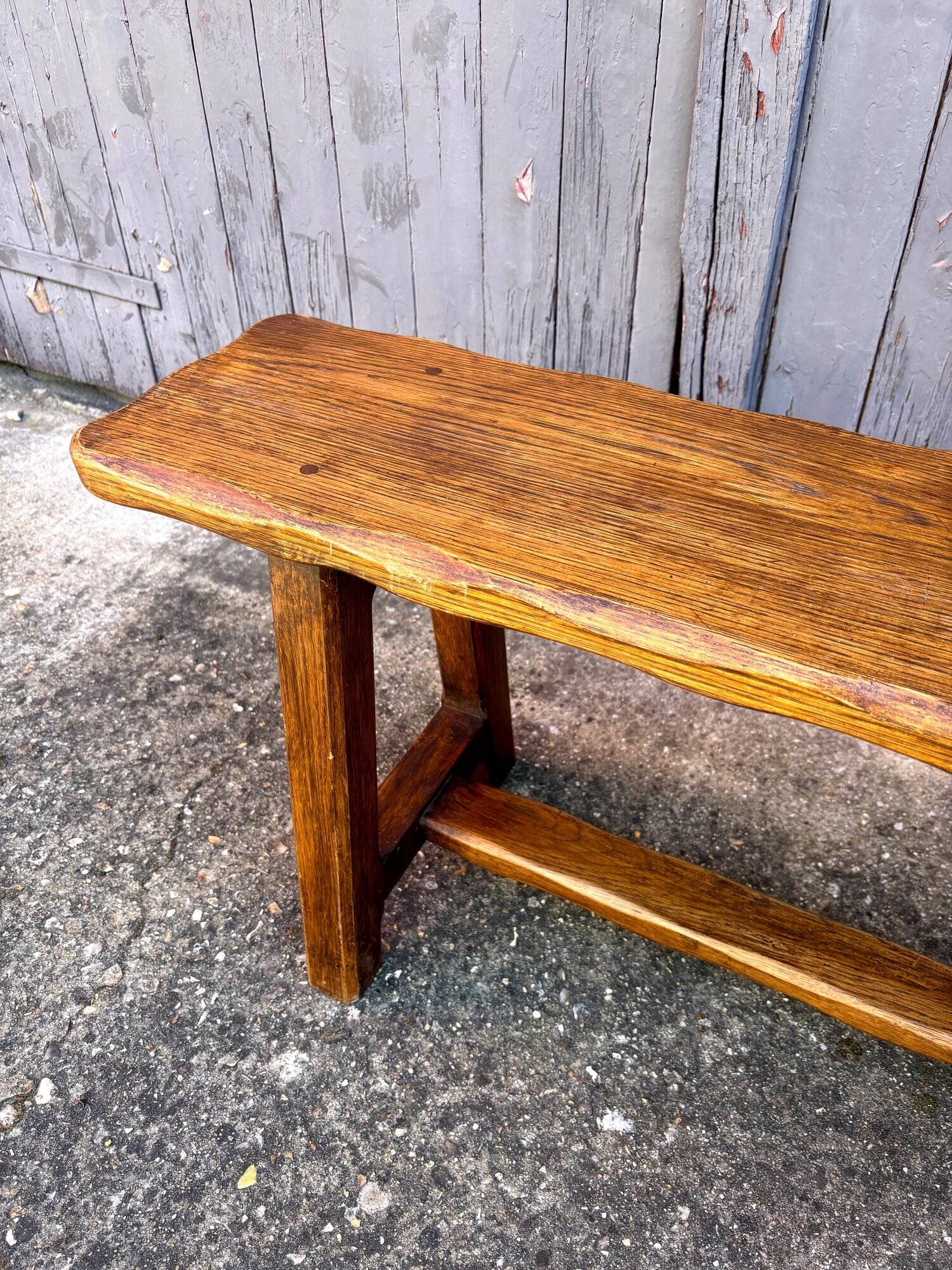Brutalist bench in dark wood