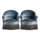 Pair of vintage blue velvet tub chairs