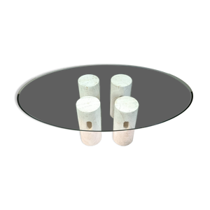 Table basse vintage en - travertin 1970