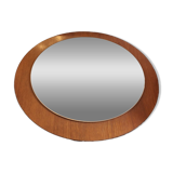 Teak circular bevelled wall mirror, Denmark 1960s