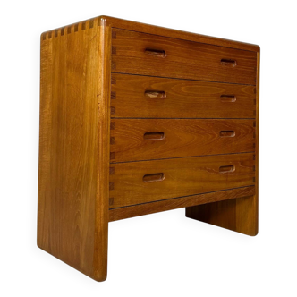 Commode minimaliste vintage en teck danois des années 1960, signée Niels Bach
