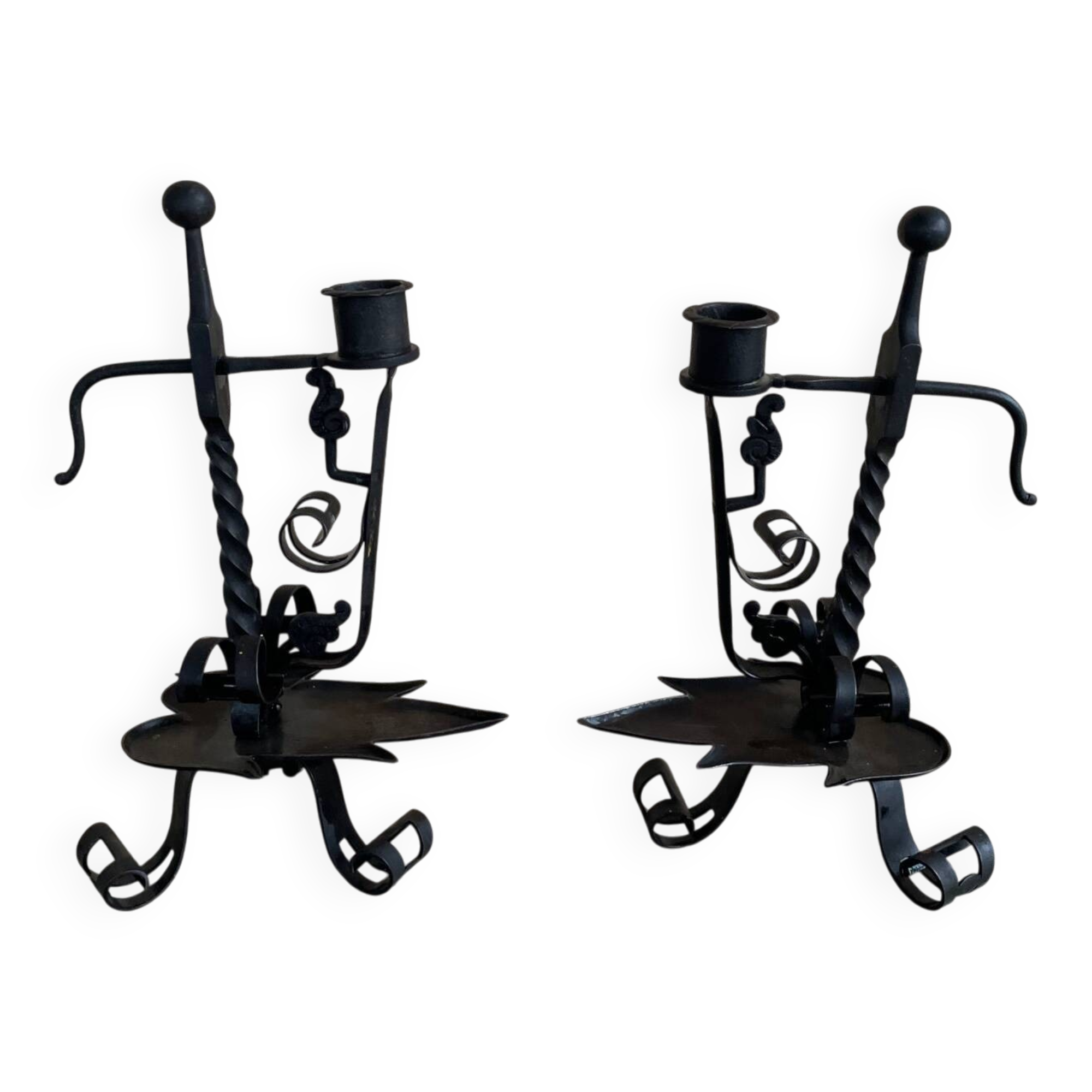 ARTS & CRAFTS PAIR OF CANDLESTICKS