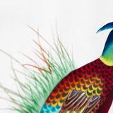 Antique asian painting on rice paper in high quality wood frames, c 1910s