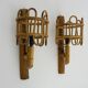 Pair of rattan bamboo lantern wall lights. 1950s-1960s