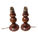 Pair of wood lamp, vintage turned wood lamp foot