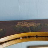 Vintage hand painted wooden round wall mirror