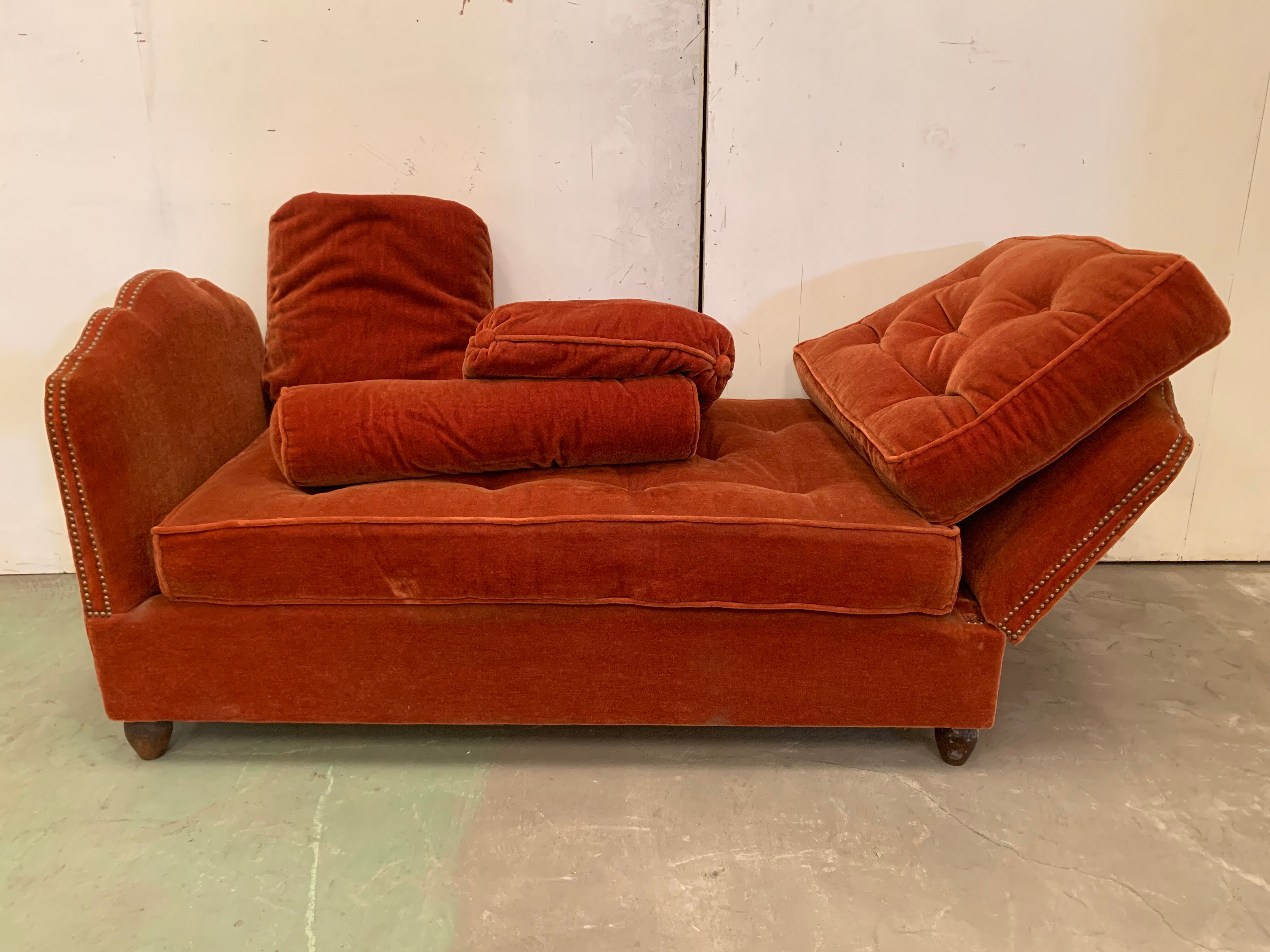 Art Deco velvet bench removable side XX century