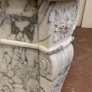 Louis XVI style fireplace in white marble veined carrara XIXth century