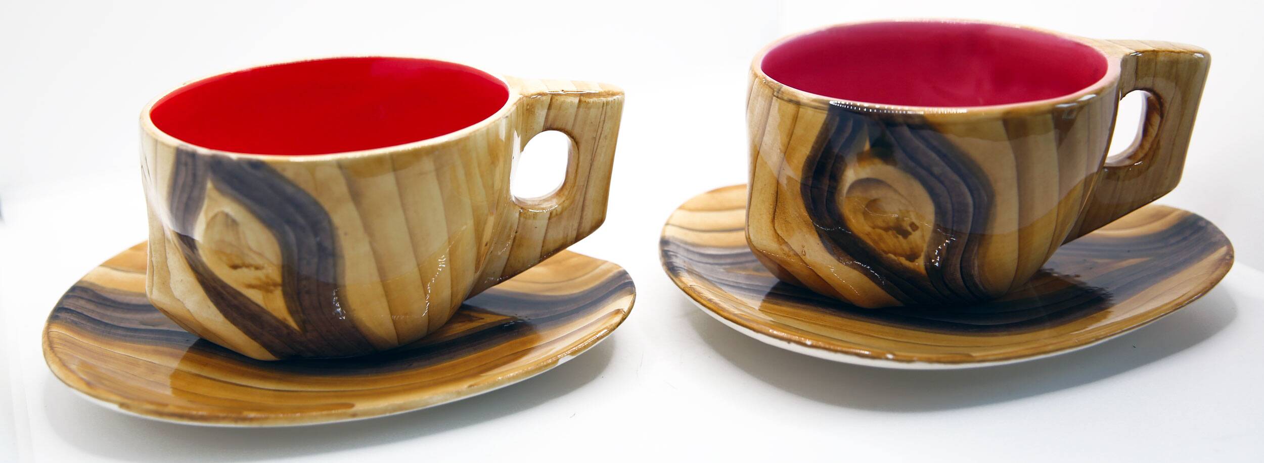 Lot de 2 tasses XL imitation bois Grandjean Jourdan Vallauris