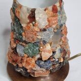 Lampe vintage H.A. Ludwig en pierres semi-précieuses et bois West Germany