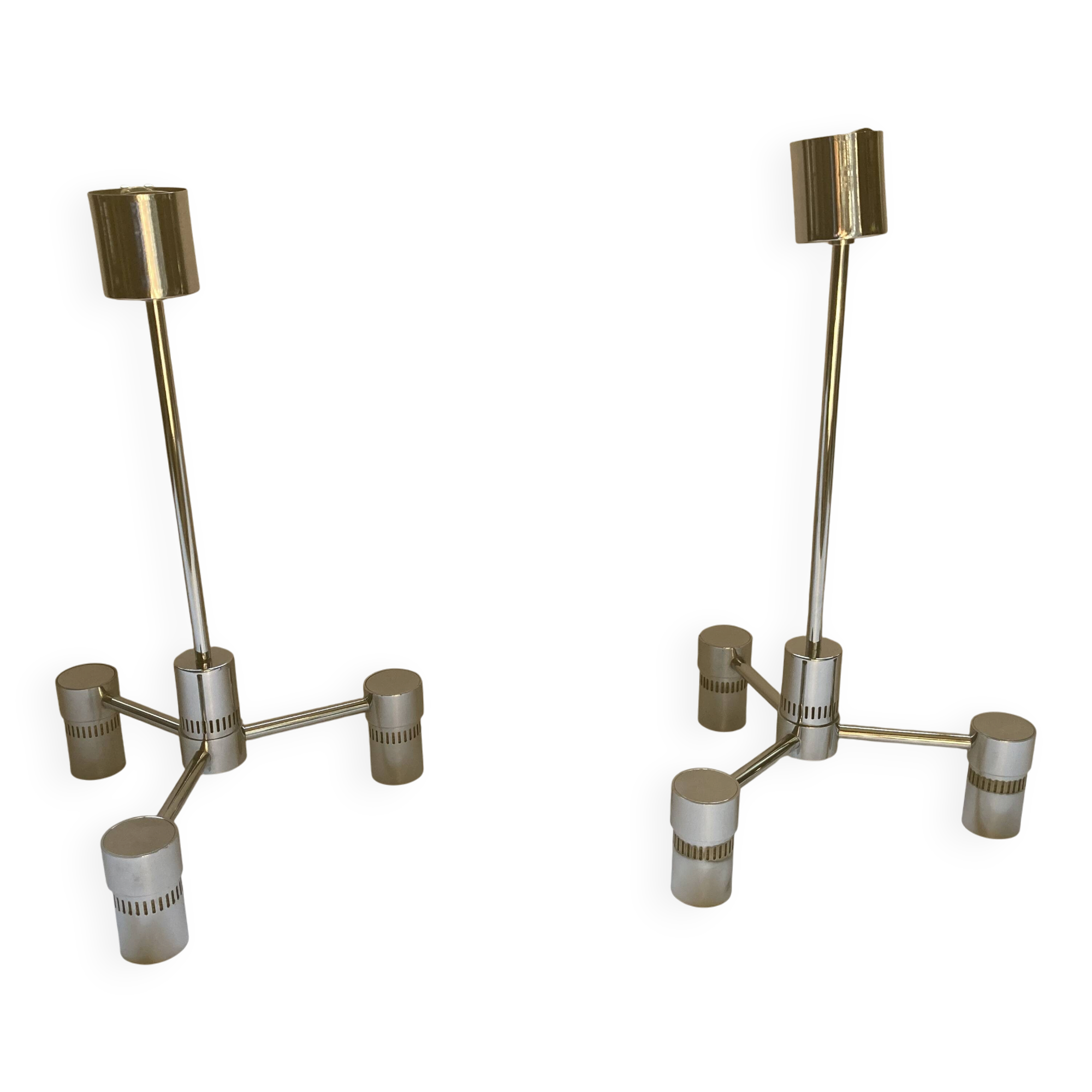 Pair of chrome pendant lights from the 70s.