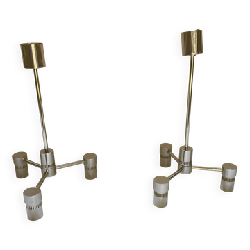 Pair of chrome pendant lights from the 70s.