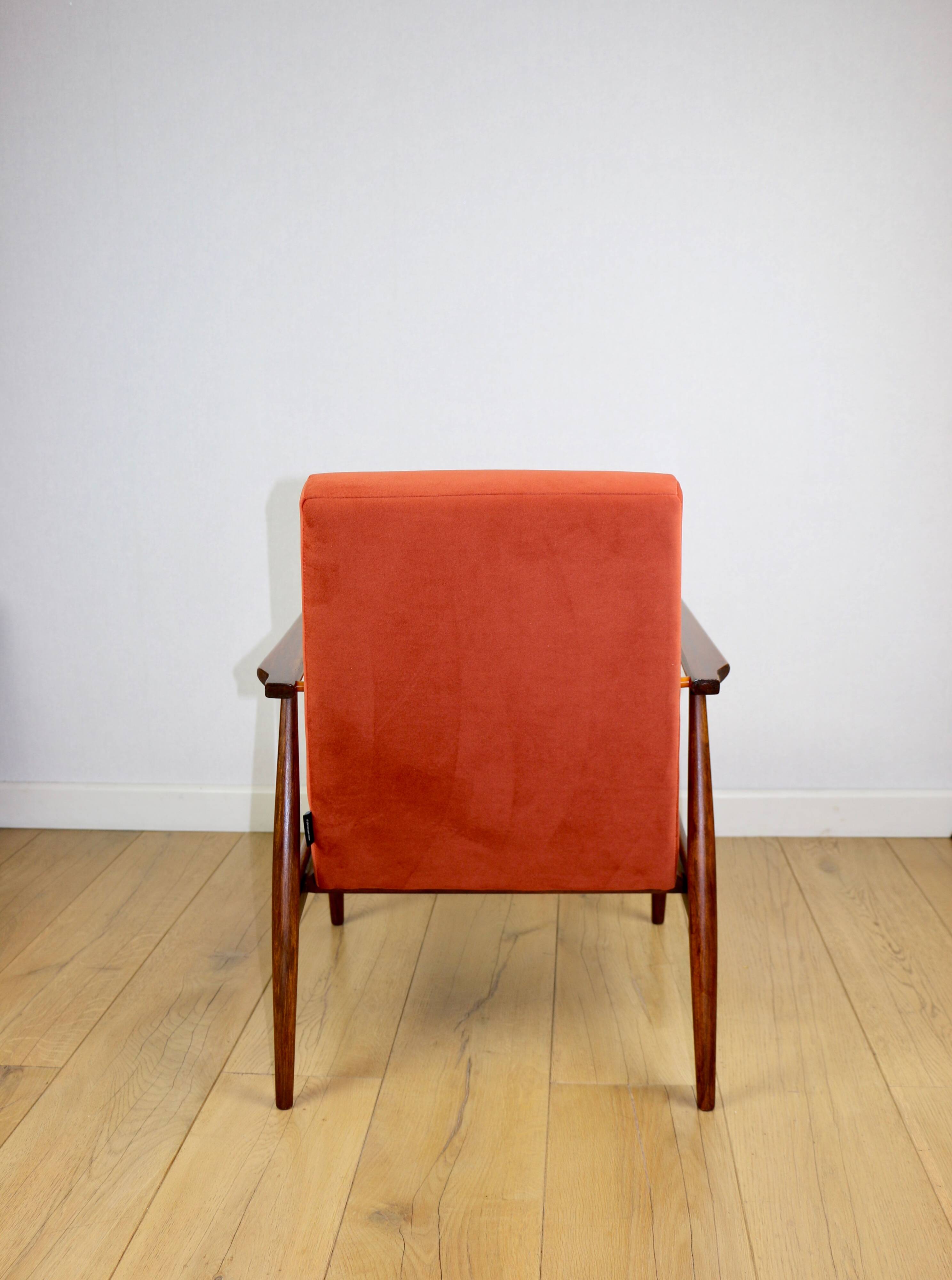 Armchair 'Lis', 1970s design by Henryk Lis orange-brick-terracotta - 2 pieces available