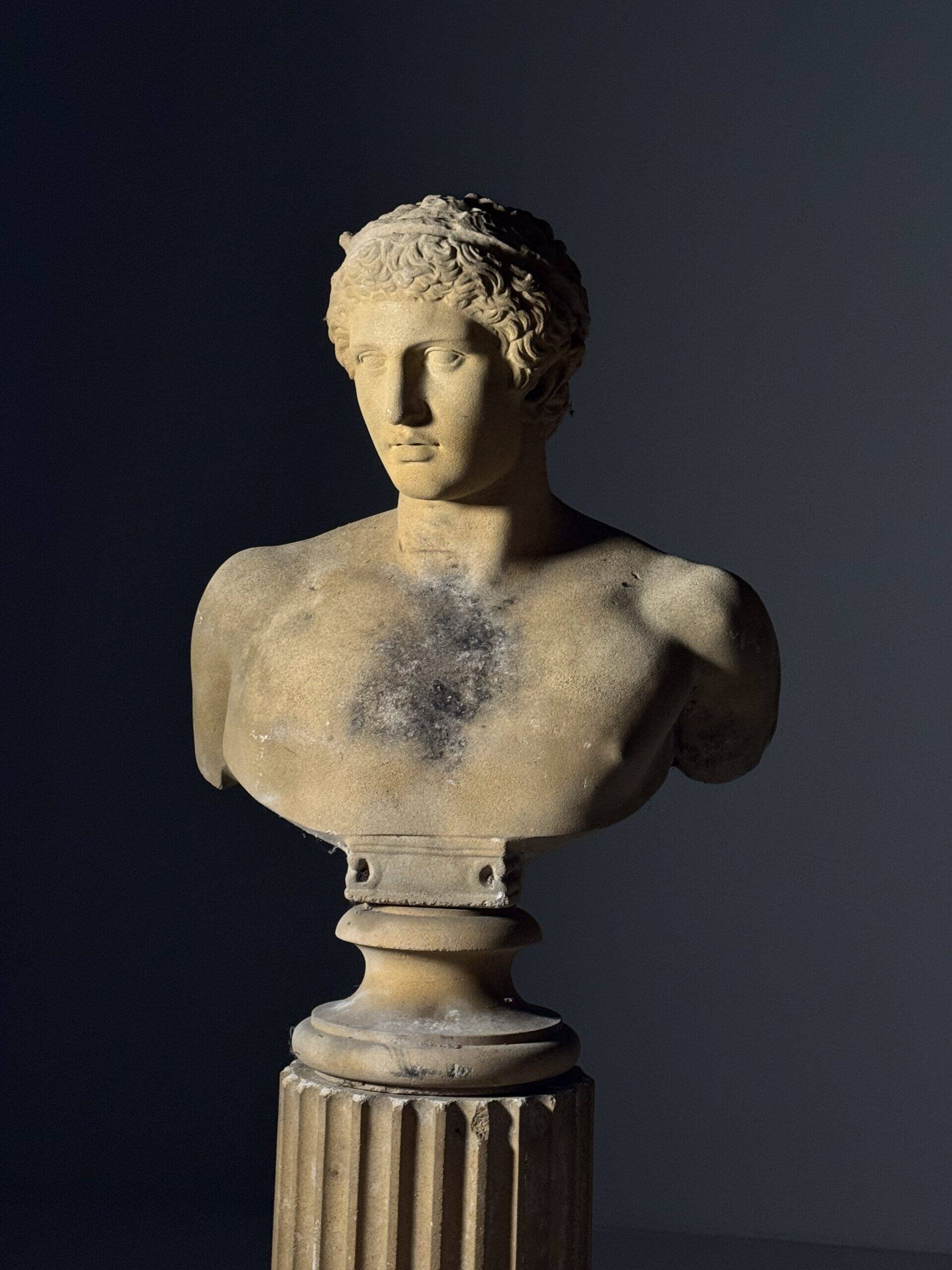 Bust on pedestal 20th century Antinous