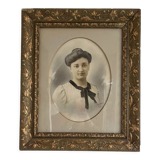 Portrait jeune femme photo 1926 dans cadre 1900 art nouveau