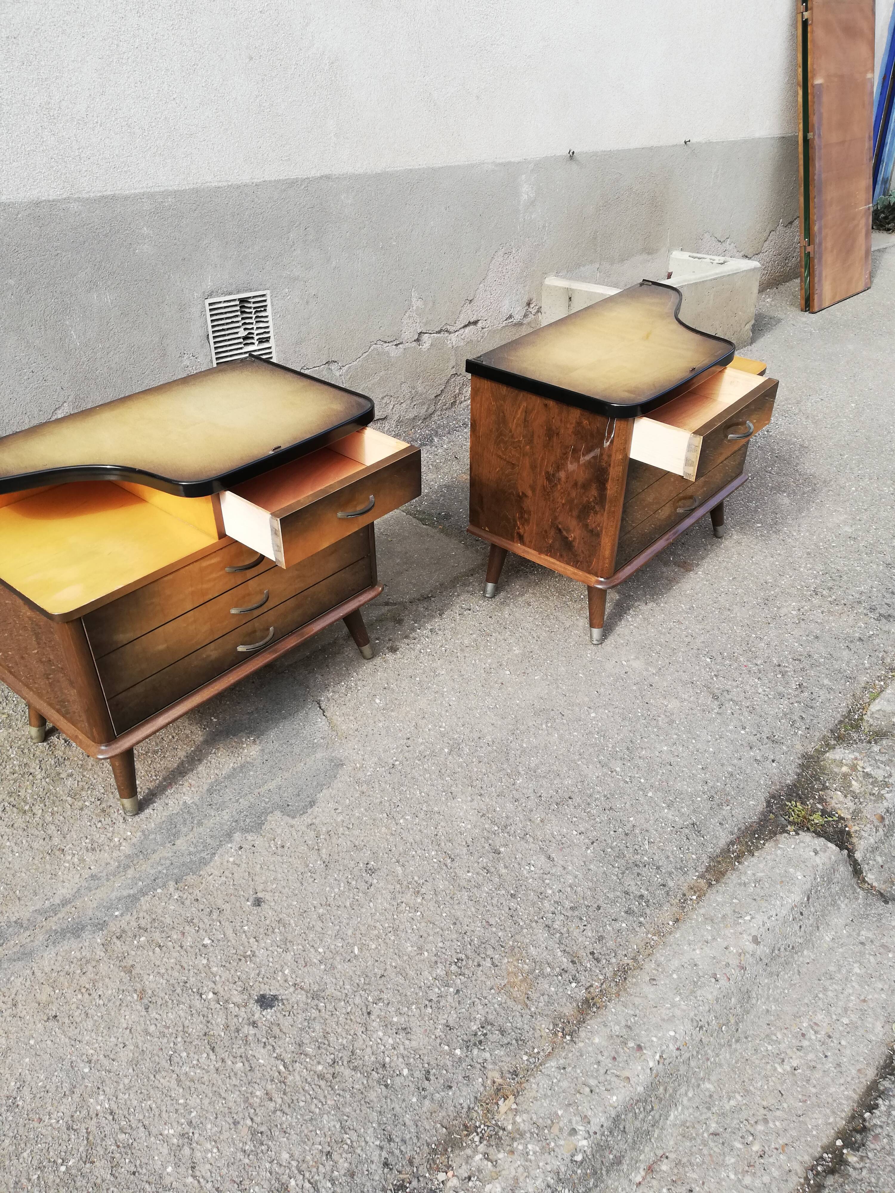 Pair of vintage bedside compass feet