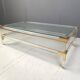 Vintage lucite and brass sliding top coffee table, 1970s