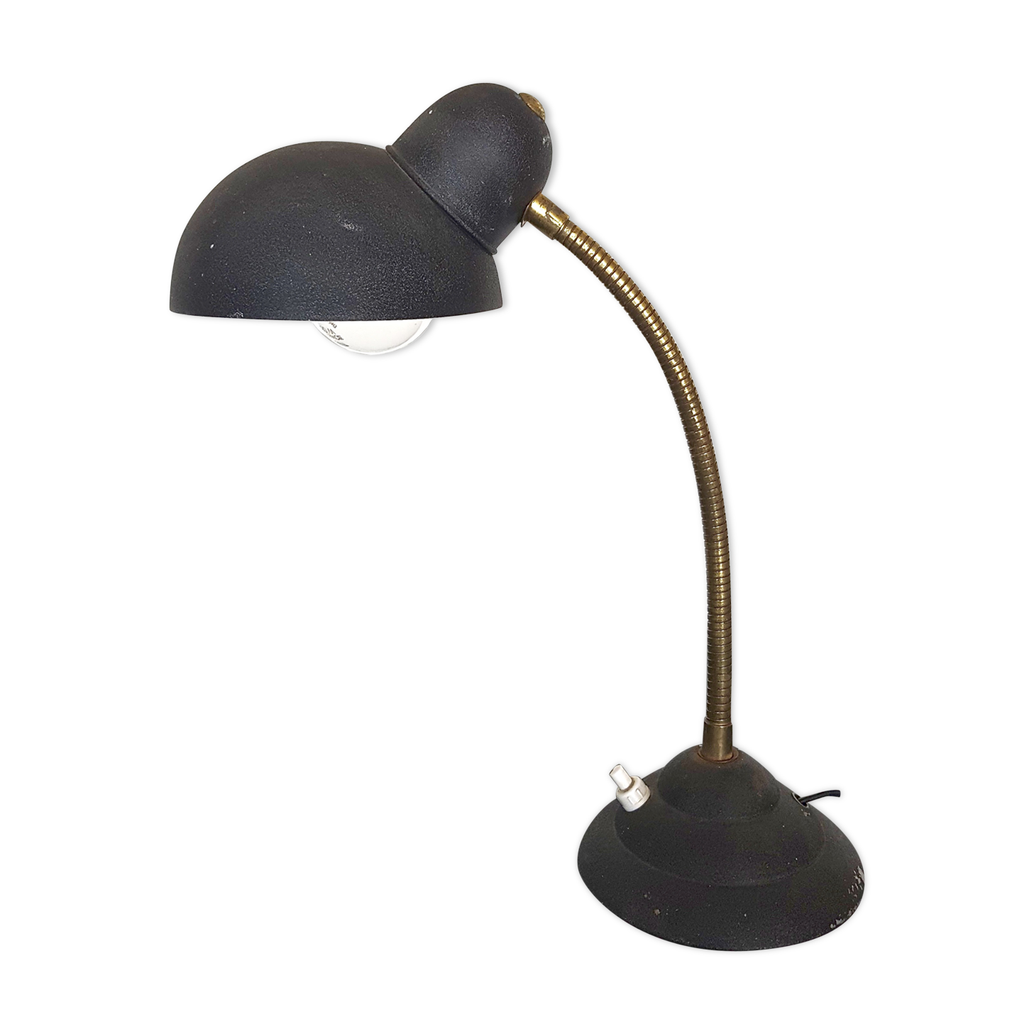 Vintage brass and grainy black shade  lamp
