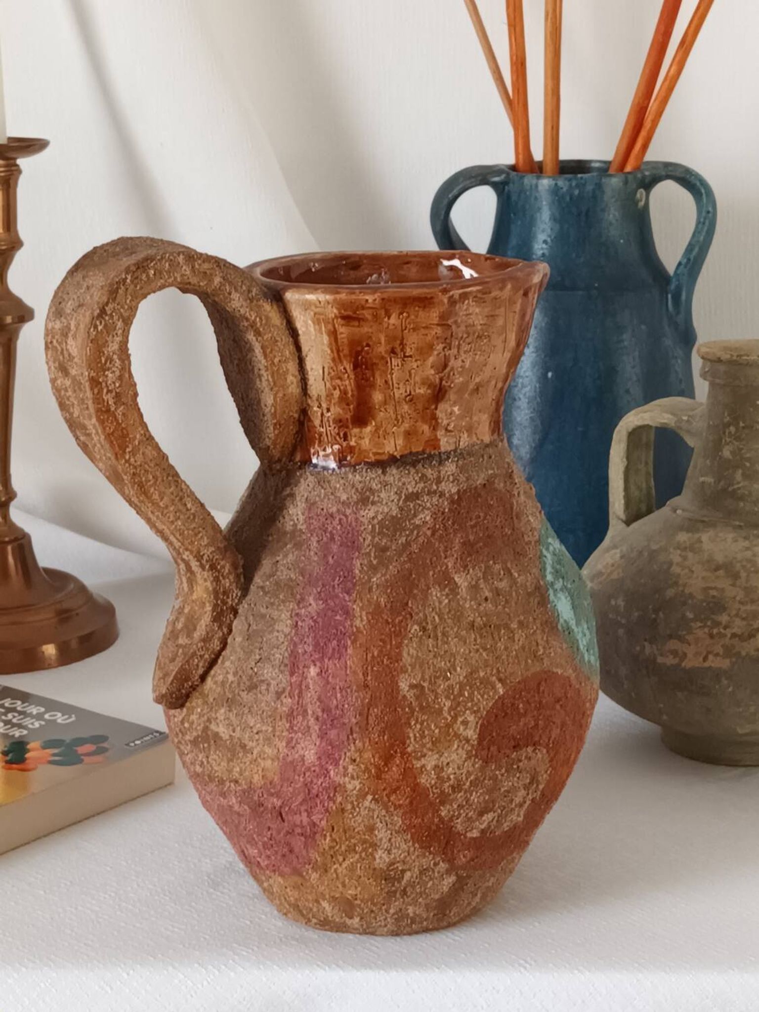 Vase pichet céramique, terracotta, vintage