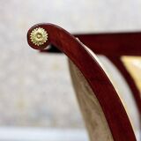 Antique Chaise Lounge in Yellow Fabric with Brass Details, 1890s