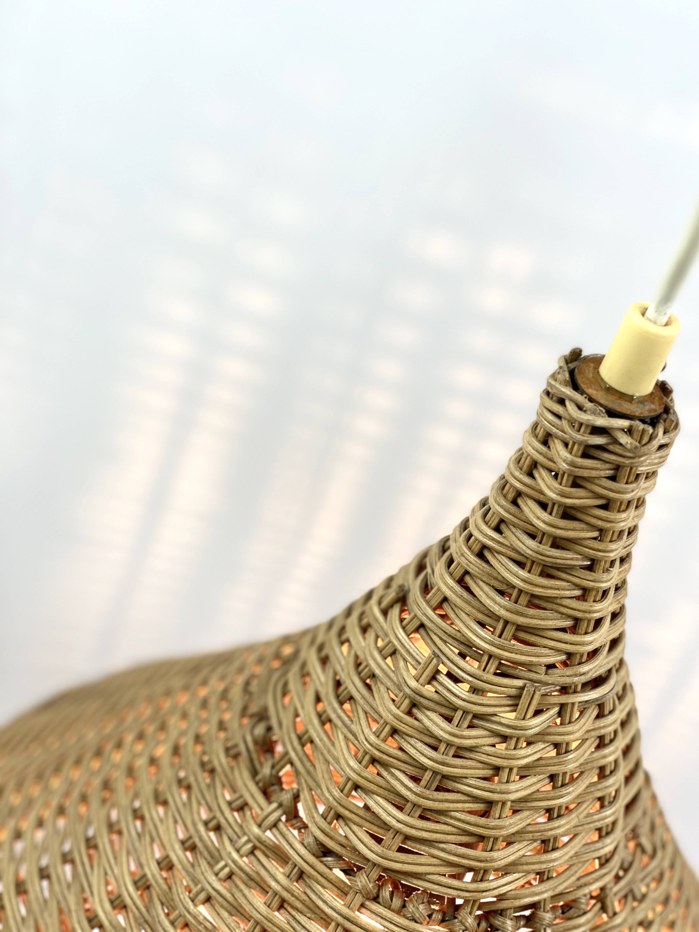 Vintage wicker pendant light from the 1960s.