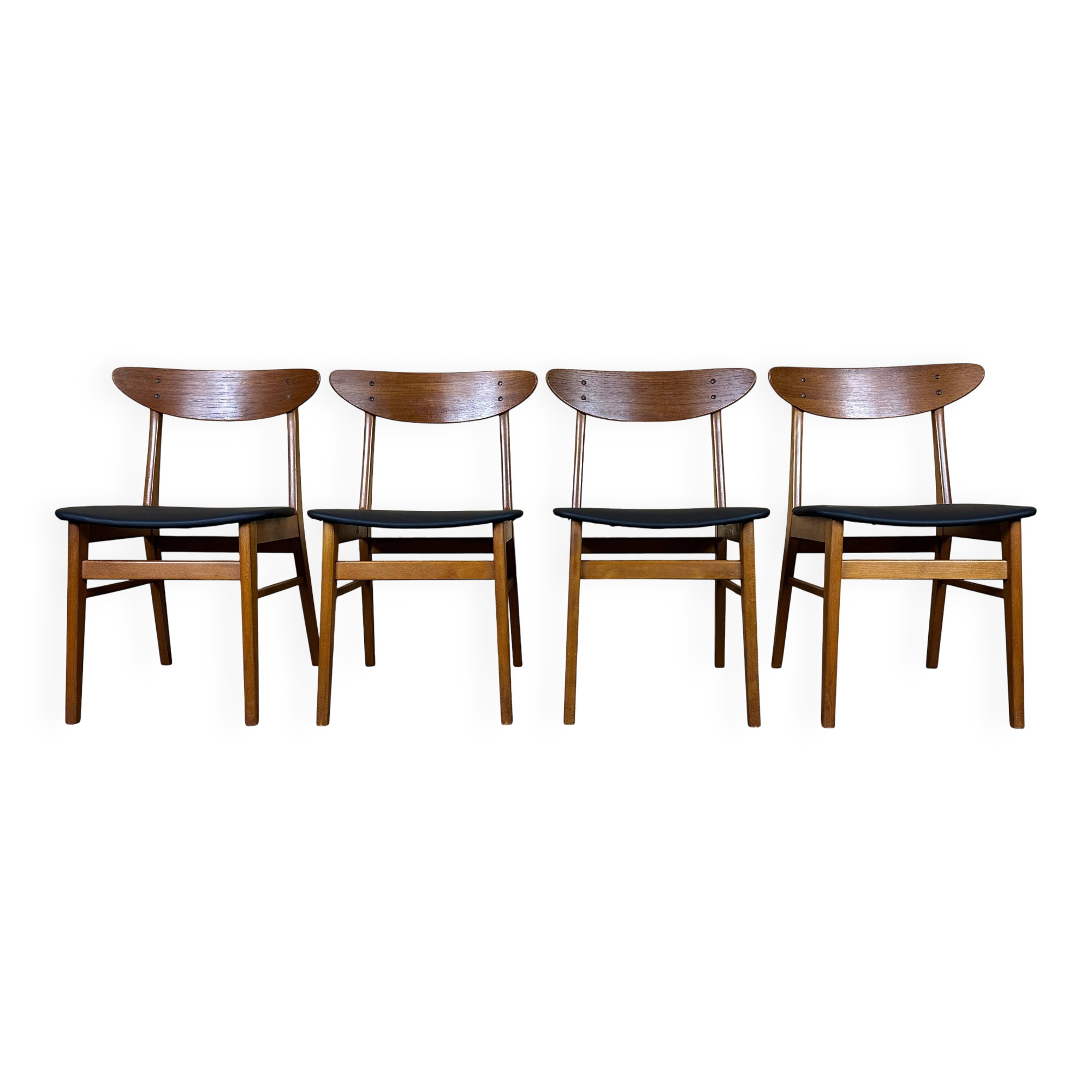 4x 60s 70s Teak Dining Room Chairs Danish Modern Design