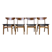4x 60s 70s Teak Dining Room Chairs Danish Modern Design