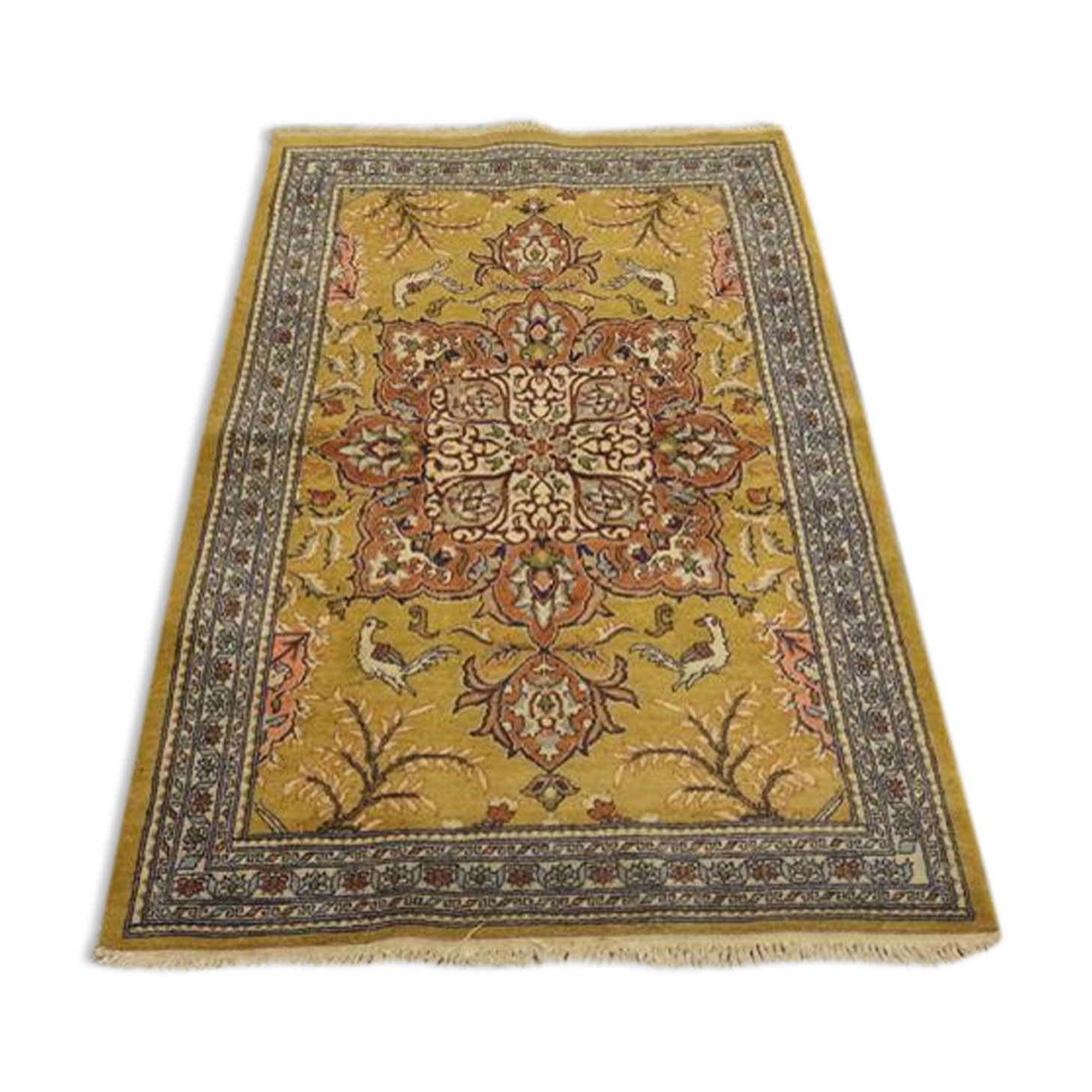 PERSIAN rugs, QOM, Iran - 80 cm x 130 cm, knotted hand, 1970