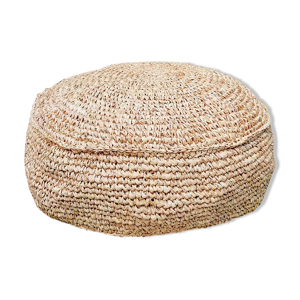 Pouf rond en raphia naturel