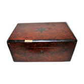 Antique box in dark wood - box in bramble and marquetry in star 28x18x13