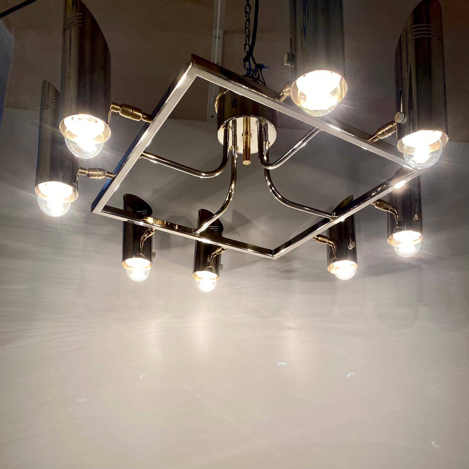 Space Age Multi Lights Ceiling Lamp in the Style of Stilnovo, Italy 1970's