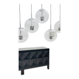 Chrome and bubbled glass balls pendants from the 1970's
