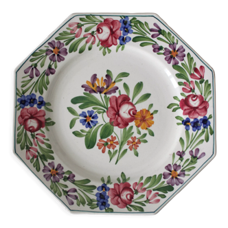 Assiette plate hexagonale en faïence Rusticana Sarreguemines