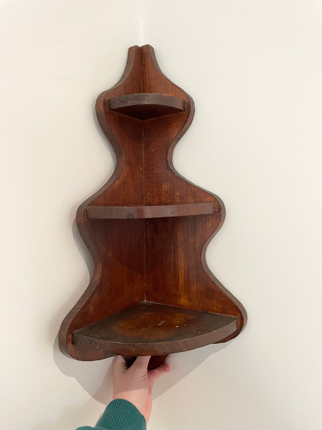 Wooden corner shelf