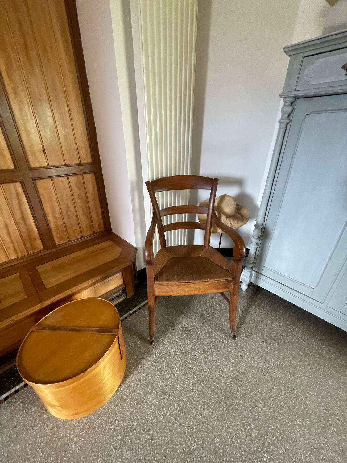 Restoration period straw armchair