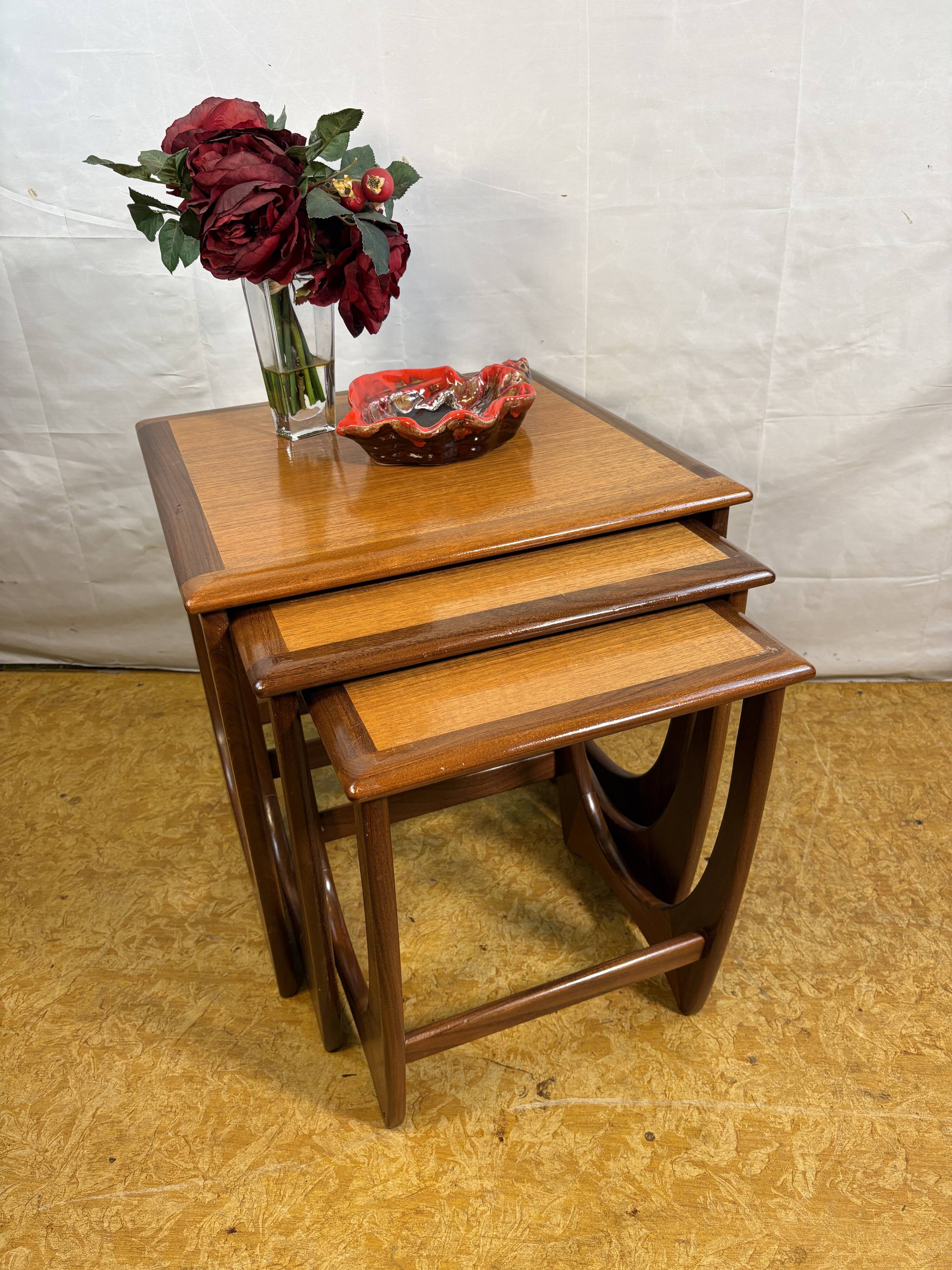 Mid- century retro vintage teak nest of tables by g plan 1960 Danish Design