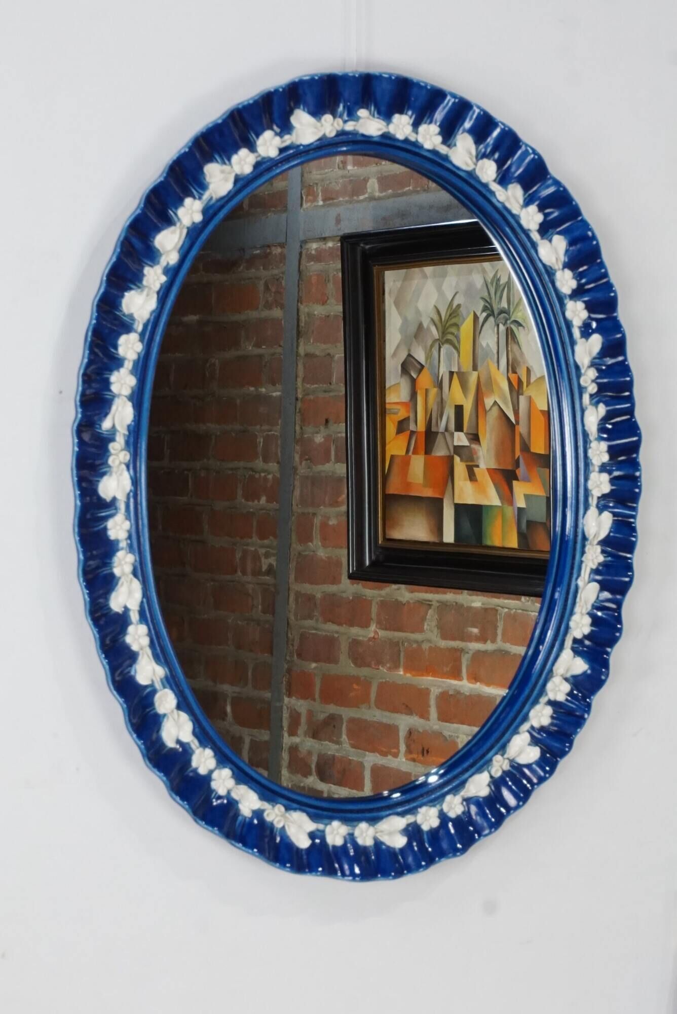 Antique mirror in porcelain from Italy - 64x50cm