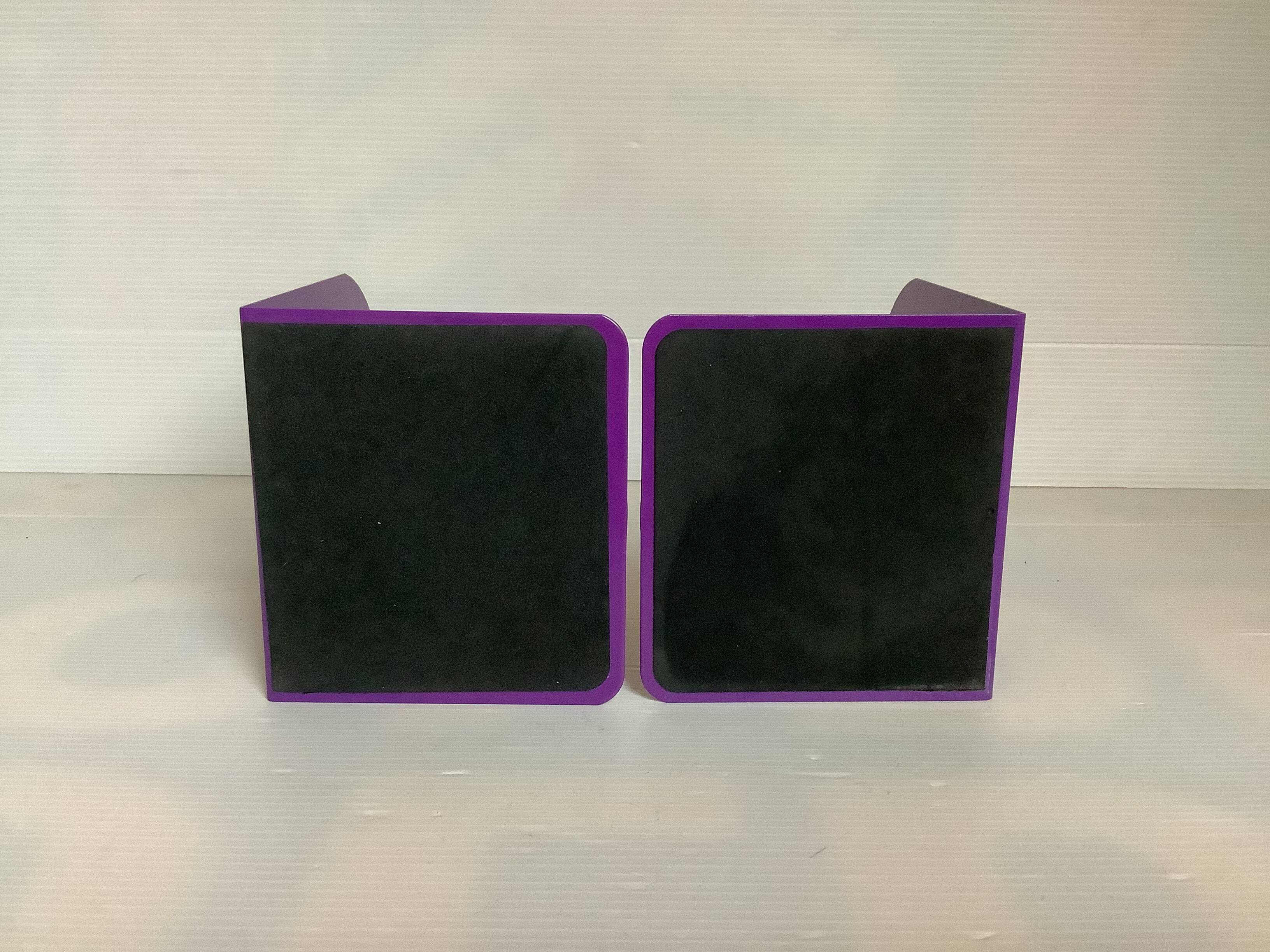 Pair of purple pop mauve metal bookends