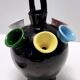 Vintage Black Lacquered Ceramic Tulip Vase Ascribable to Pucci Umbertide, I