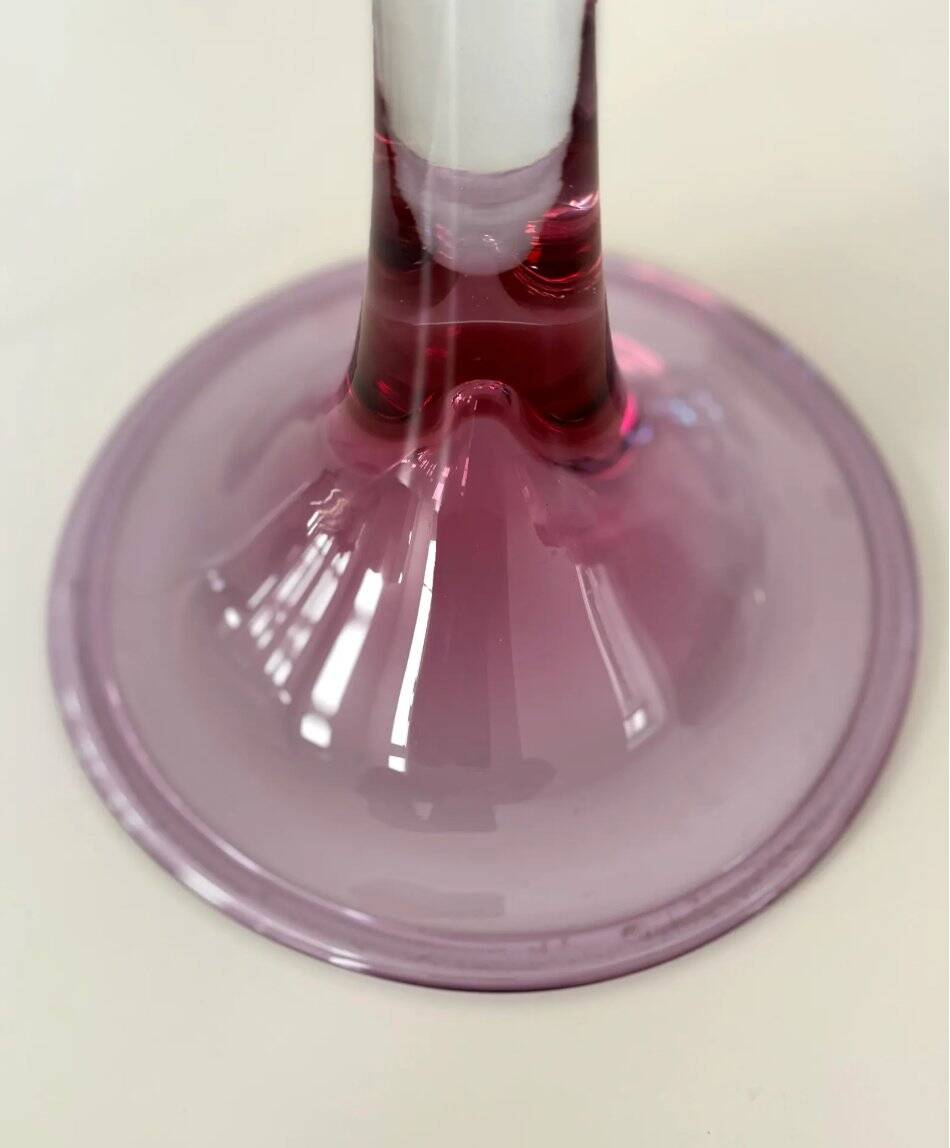 Large Danish Fanfare Lamp in Pink Glass by Holmegaard for Royal Copenhagen, 1980s