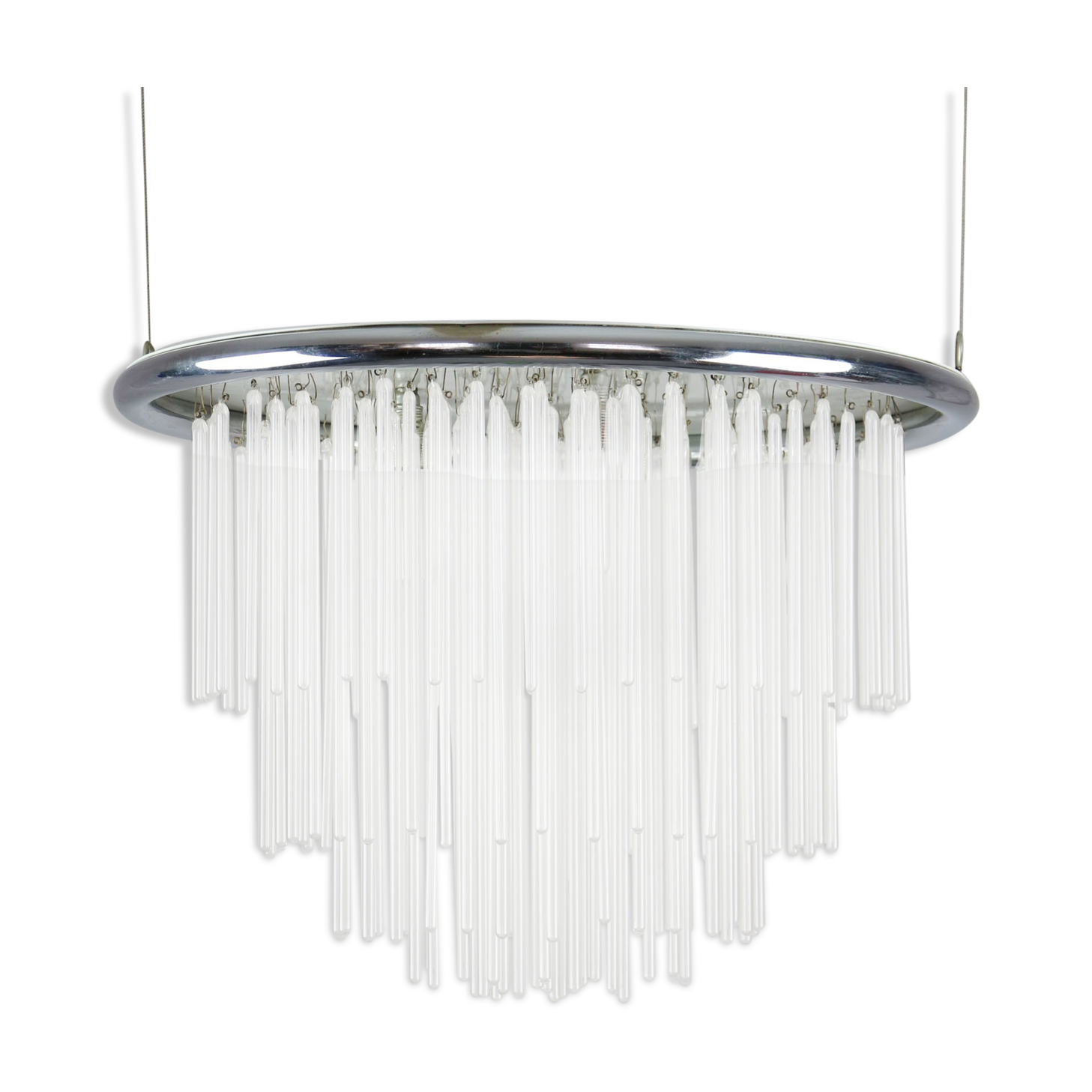 Minimalist handblown glass chandelier, 1970s