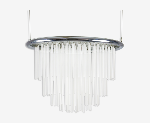 Lustre minimaliste en verre soufflé à la main, années 1970