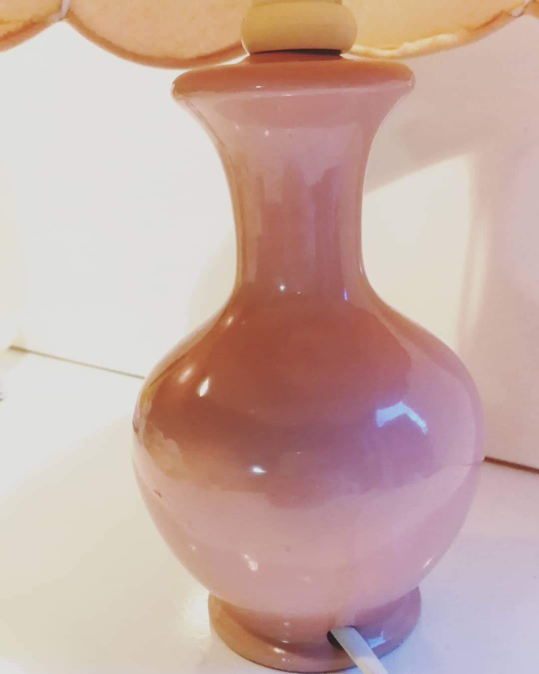 Lamp tulip pink powder, ceramic, vintage 60