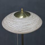 1940s Restored Brass Floor Lamp with  Glass Shade