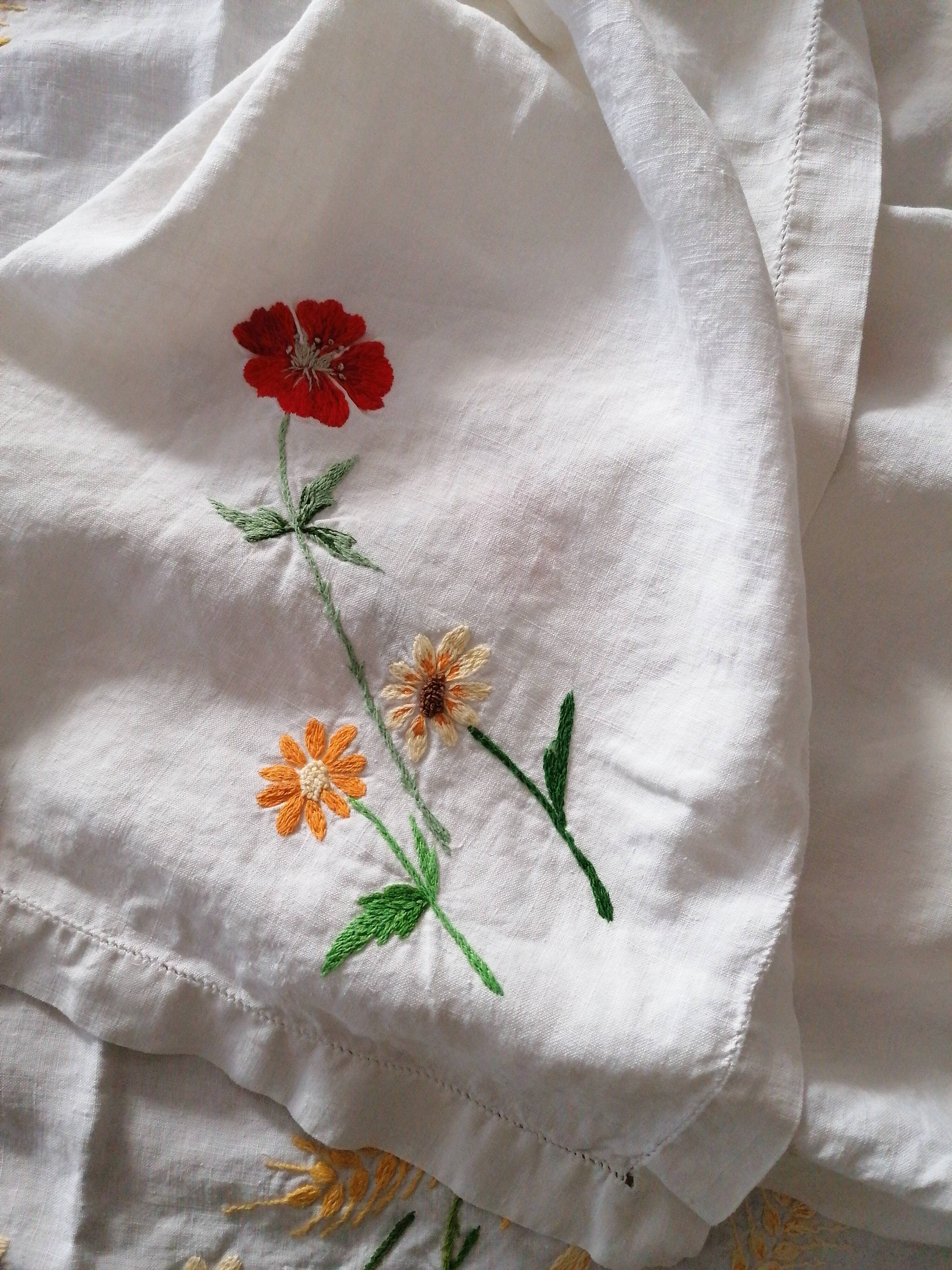 Old embroidered tablecloth