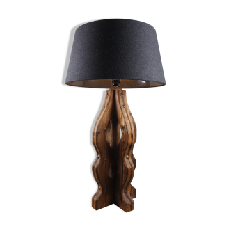 Brutalist solid oak burnt lamp