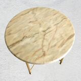 Round marble and gold metal coffee table 1960-70